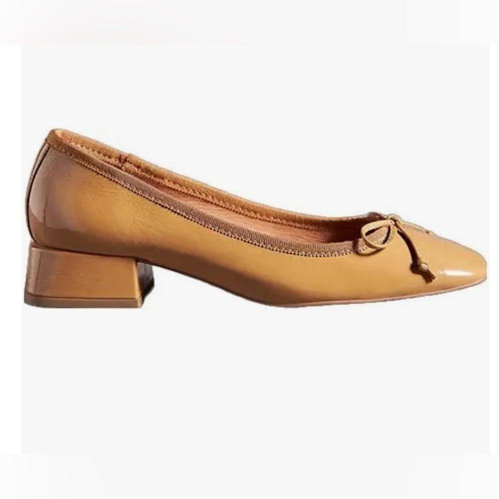 BIBI LOU Beige Tan Ballet Pumps Block Heel Shoes - Picture 5 of 12
